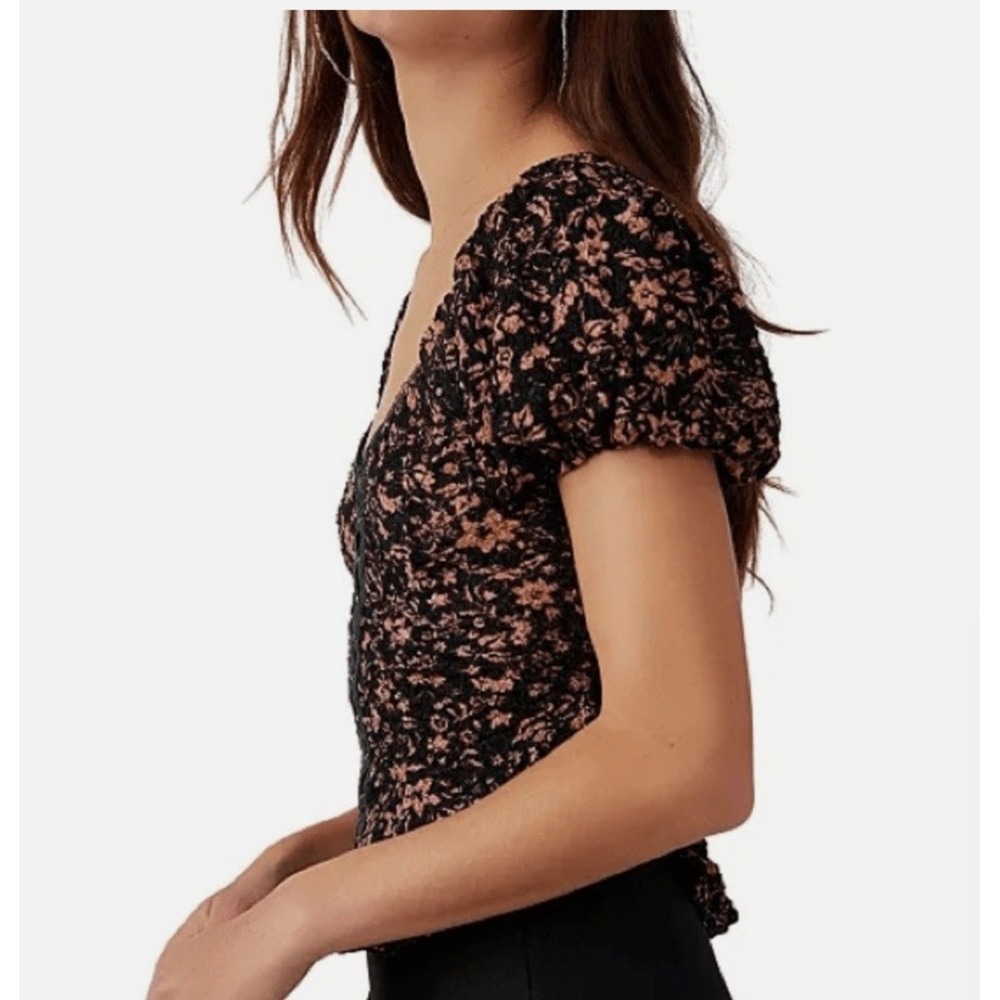 Free People‎ Oh Baby Floral Print Corset Lace Top Size XS - Picture 3 of 14